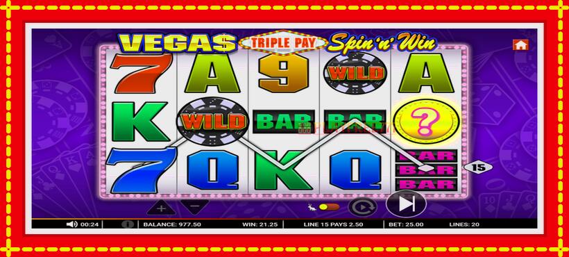 Slot machine Vegas Triple Pay Spin n Win with access to free game online, picture 2