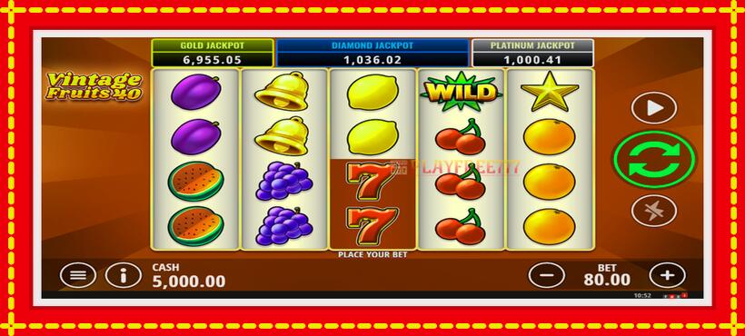 Slot machine Vintage Fruits 40 with access to free game online, picture 2