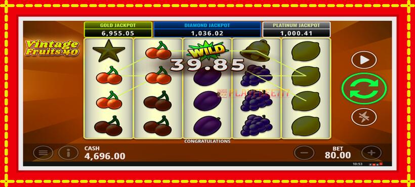 Slot machine Vintage Fruits 40 with access to free game online, picture 3