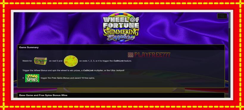 Slot machine Wheel of Fortune Shimmering Sapphires with access to free game online, picture 5