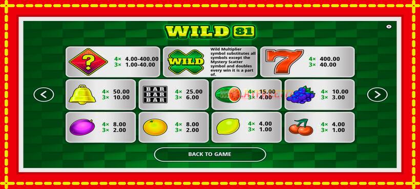 Slot machine Wild 81 with access to free game online, picture 6