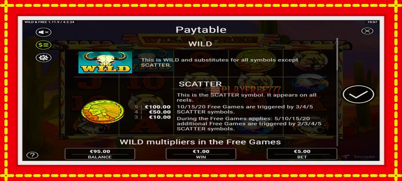 Slot machine Wild & Free with access to free game online, picture 5