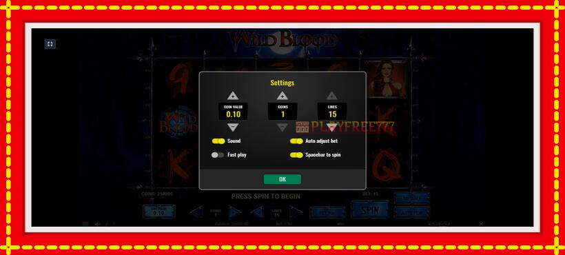 Slot machine Wild Blood with access to free game online, picture 7