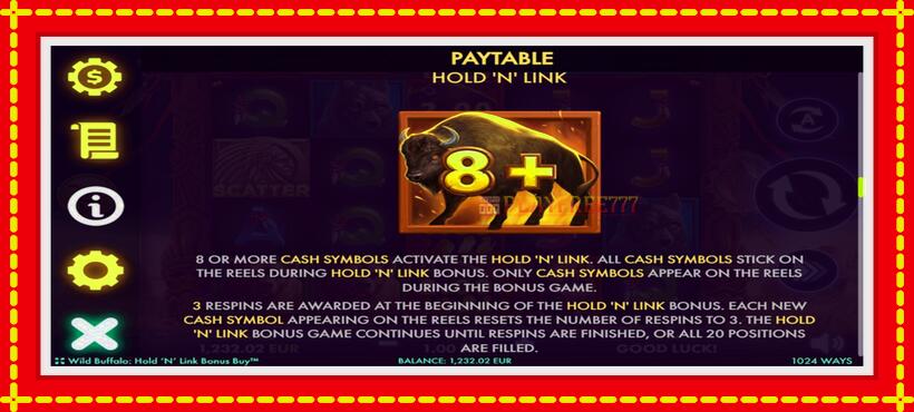 Slot machine Wild Buffalo Hold N Link Bonus Buy with access to free game online, picture 7