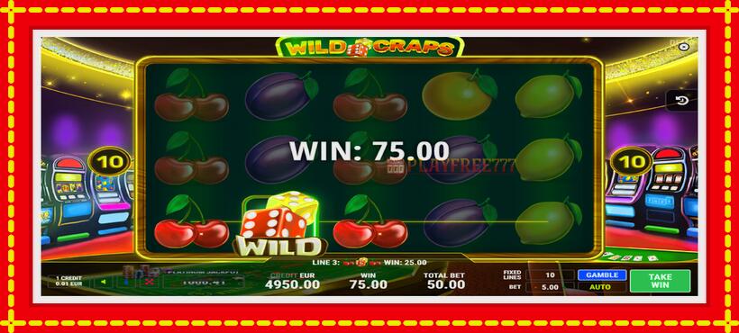 Slot machine Wild Craps with access to free game online, picture 2