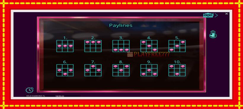 Slot machine Wild Diamond 7x with access to free game online, picture 6