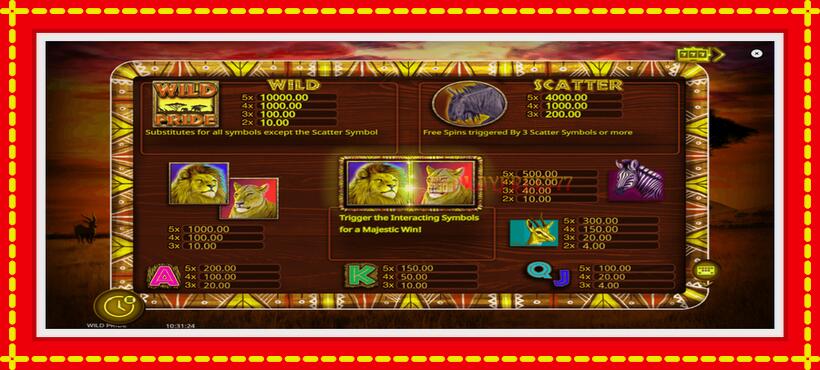 Slot machine Wild Pride with access to free game online, picture 5