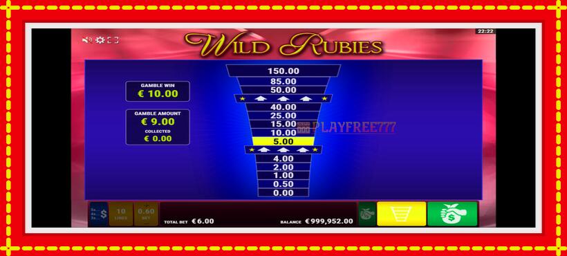 Slot machine Wild Rubies with access to free game online, picture 6