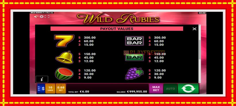 Slot machine Wild Rubies with access to free game online, picture 7