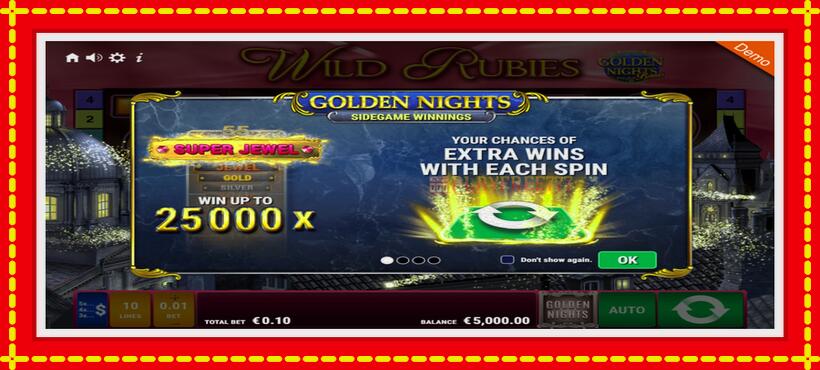 Slot machine Wild Rubies Golden Nights with access to free game online, picture 1