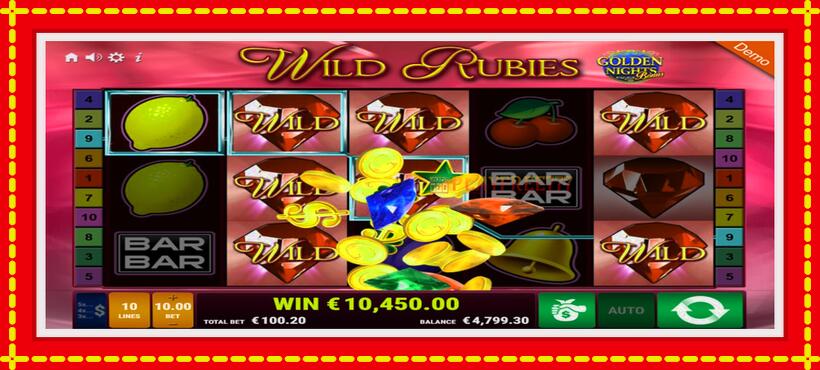 Slot machine Wild Rubies Golden Nights with access to free game online, picture 3