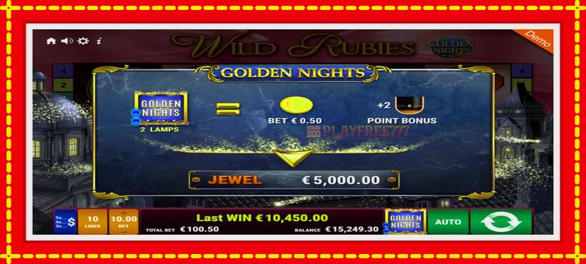 Slot machine Wild Rubies Golden Nights with access to free game online, picture 4