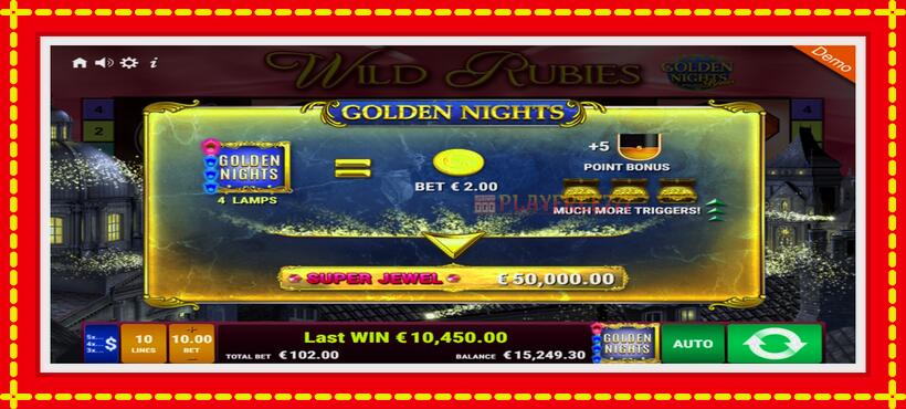 Slot machine Wild Rubies Golden Nights with access to free game online, picture 5