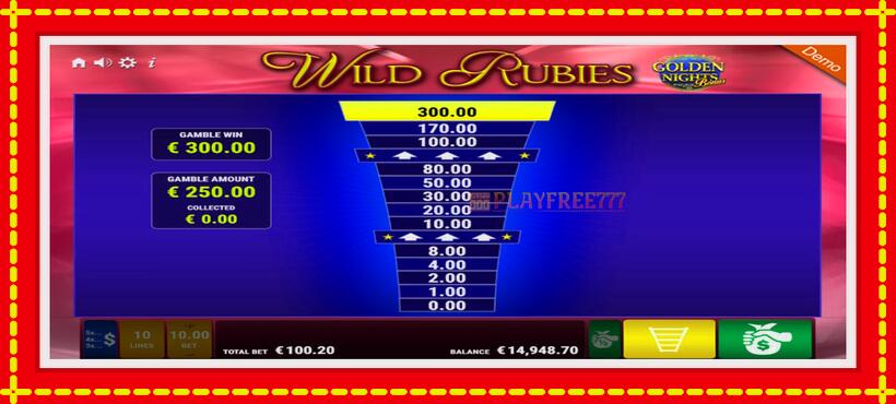 Slot machine Wild Rubies Golden Nights with access to free game online, picture 8