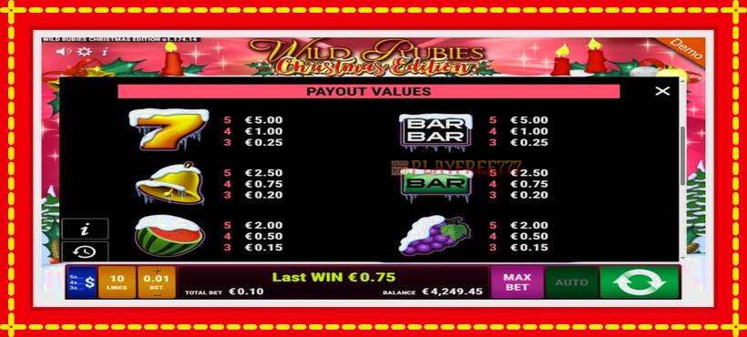 Slot machine Wild Rubies Сhristmas Edition with access to free game online, picture 6