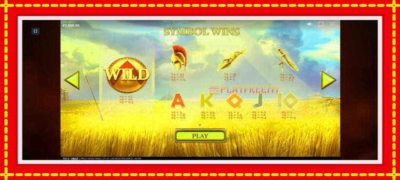 Slot machine Wild Spartans with access to free game online, picture 2