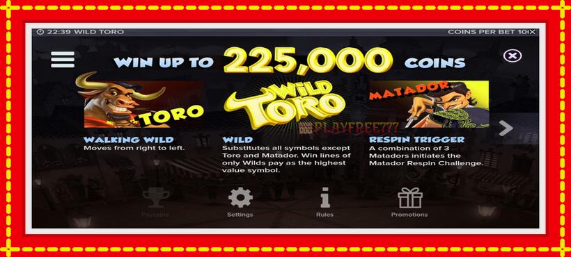 Slot machine Wild Toro with access to free game online, picture 4