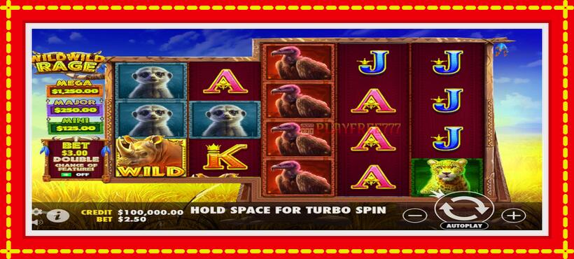 Slot machine Wild Wild Rage with access to free game online, picture 1