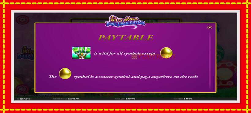 Slot machine Willy Wonka Pure Imagination with access to free game online, picture 5