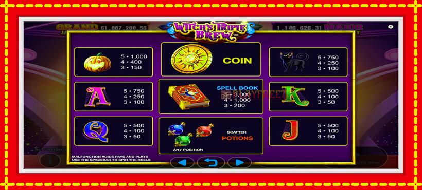 Slot machine Witchs Triple Brew with access to free game online, picture 4