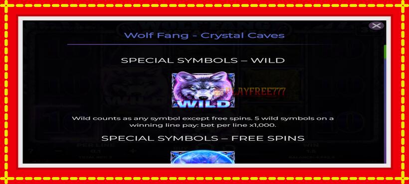 Slot machine Wolf Fang - Crystal Caves with access to free game online, picture 4