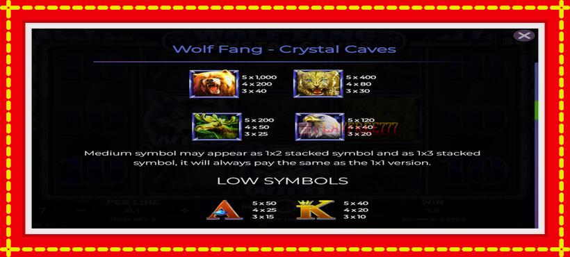 Slot machine Wolf Fang - Crystal Caves with access to free game online, picture 6