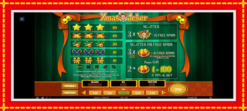 Slot machine Xmas Joker with access to free game online, picture 2