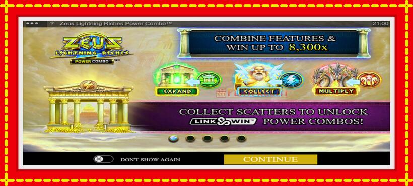 Slot machine Zeus Lightning Riches Power Combo with access to free game online, picture 1