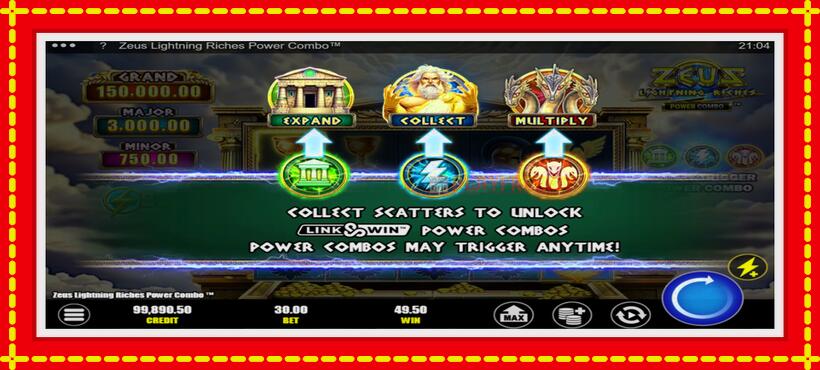 Slot machine Zeus Lightning Riches Power Combo with access to free game online, picture 5