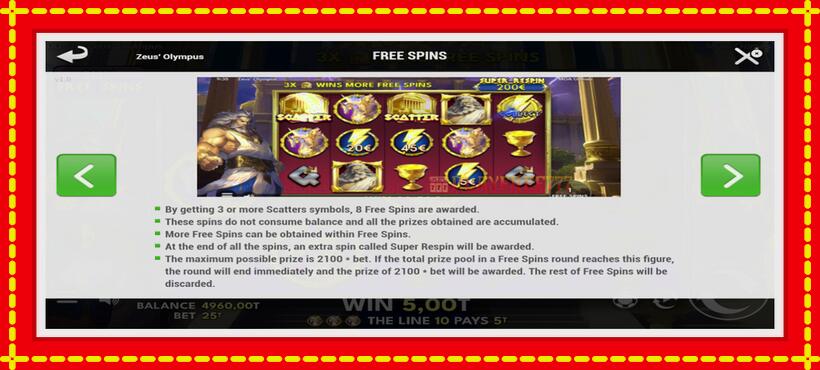 Slot machine Zeus Olympus with access to free game online, picture 7